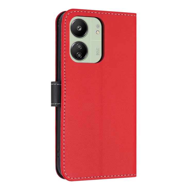 For Redmi 13C 4G Global Metal Bow Leather Phone Case with Hand Strap