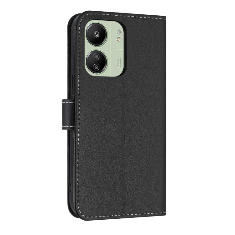 For Redmi 13C 4G Global Metal Bow Leather Phone Case with Hand Strap