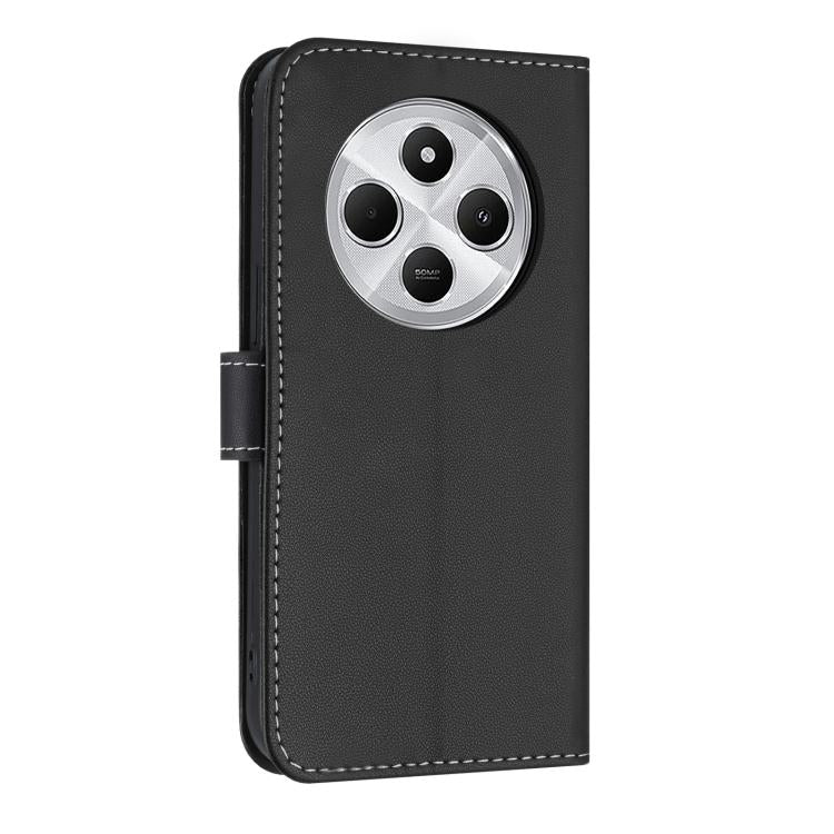 For Redmi 14C 4G / Poco C75 Metal Bow Leather Phone Case with Hand Strap