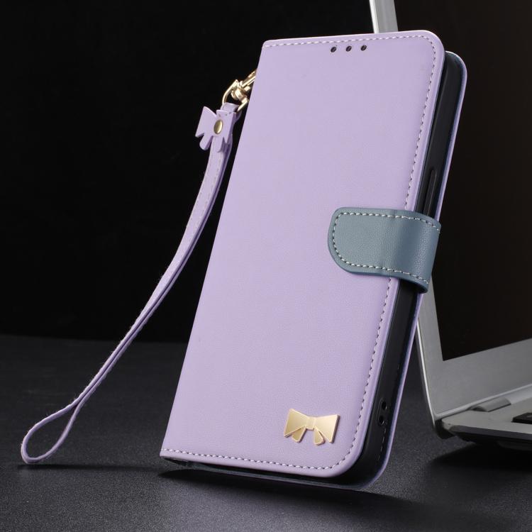 For Redmi K80 Pro / Poco F7 Pro Metal Bow Leather Phone Case with Hand Strap