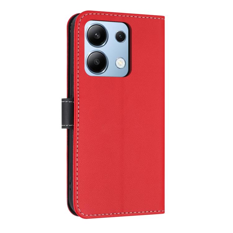 For Redmi Note 13 4G Global Metal Bow Leather Phone Case with Hand Strap