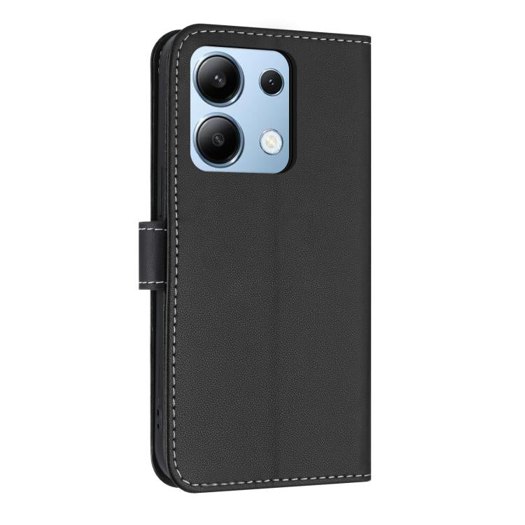 For Redmi Note 13 4G Global Metal Bow Leather Phone Case with Hand Strap