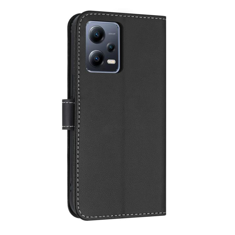 For Redmi Note 12 5G / Poco X5 Metal Bow Leather Phone Case with Hand Strap