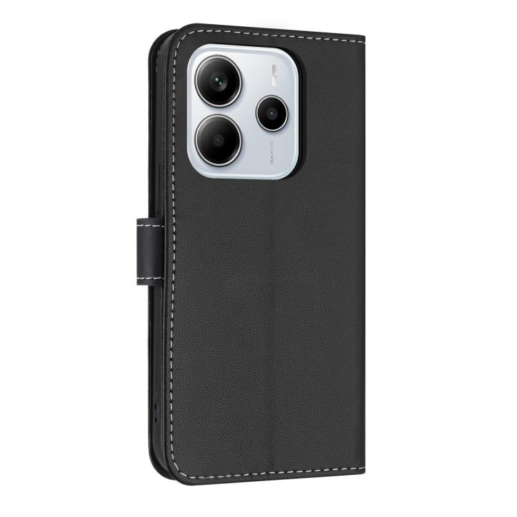 For Redmi Note 14 4G 163.25mm Metal Bow Leather Phone Case with Hand Strap