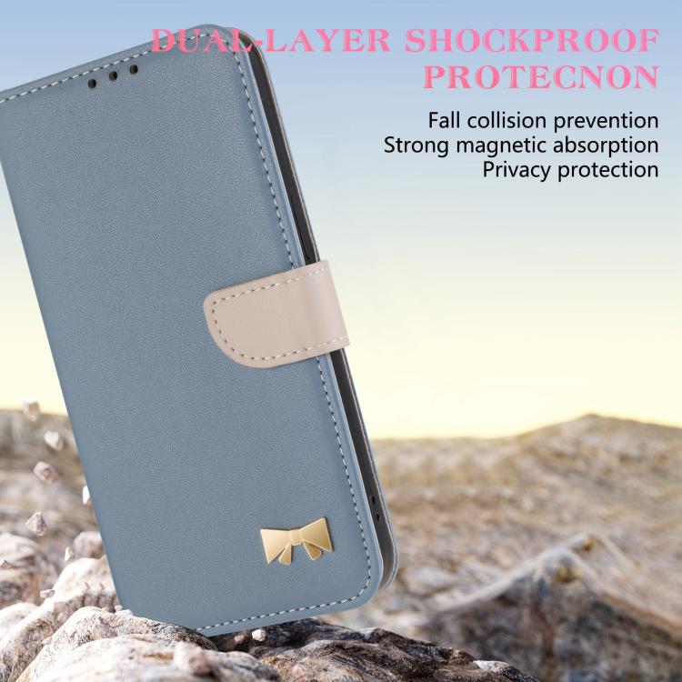 For Redmi Note 14 4G 163.25mm Metal Bow Leather Phone Case with Hand Strap