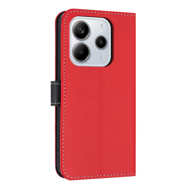 For Redmi Note 14 5G Metal Bow Leather Phone Case with Hand Strap
