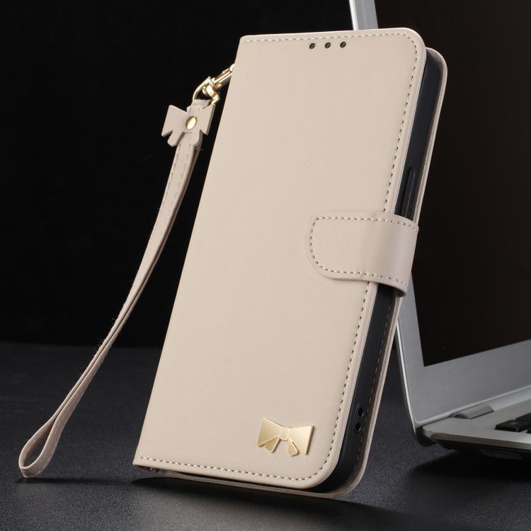 For Redmi Note 14 Pro 5G / 14 Pro+ Metal Bow Leather Phone Case with Hand Strap