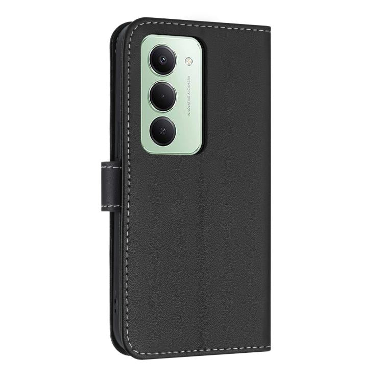 For Redmi 15 15 5G / 4G EU 171mm Metal Bow Leather Phone Case with Hand Strap