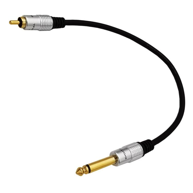 6.35mm Mono Plug Male to RCA Male Audio Adapter Cable for Ampfler, Speaker, Guitar, Length:0.3m - Black