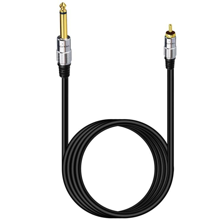 6.35mm Mono Plug Male to RCA Male Audio Adapter Cable for Ampfler, Speaker, Guitar, Length:1.8m - Black