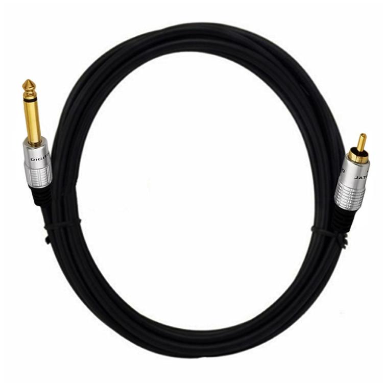 6.35mm Mono Plug Male to RCA Male Audio Adapter Cable for Ampfler, Speaker, Guitar, Length:3m - Black