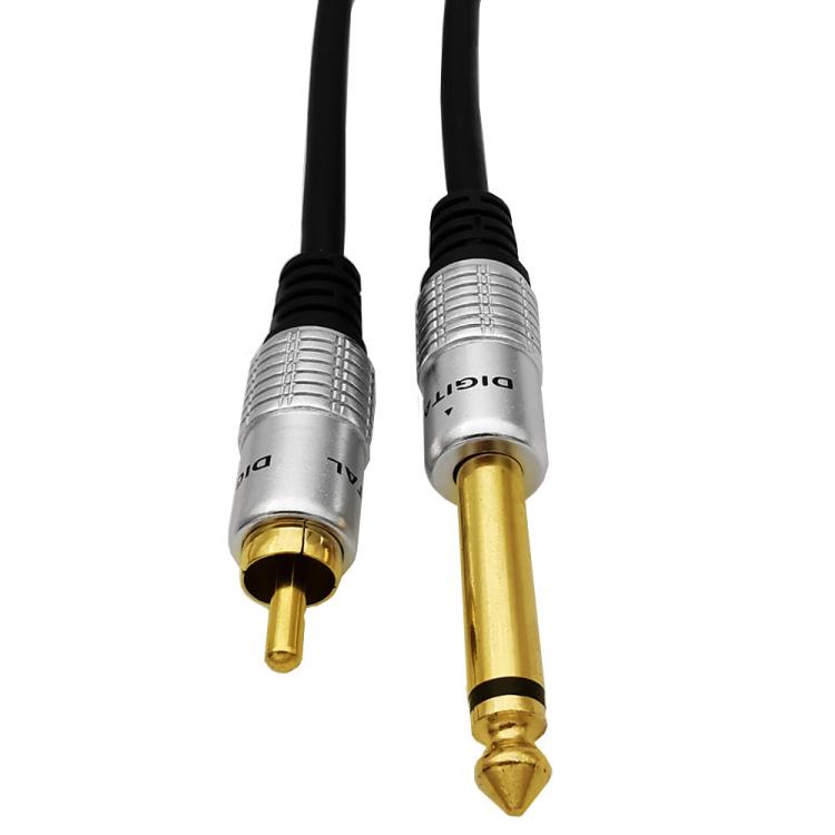 6.35mm Mono Plug Male to RCA Male Audio Adapter Cable for Ampfler, Speaker, Guitar, Length:3m - Black