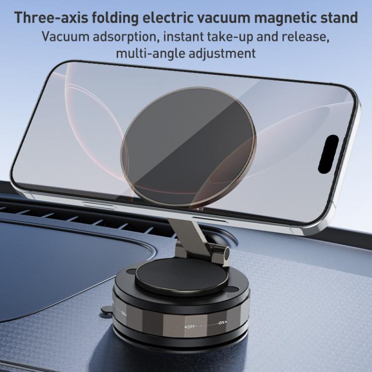 CC-T30-2 Vacuum Adsorption Rotating Magnetic Car Phone Holder - Black
