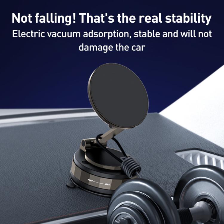 CC-T30-2 Vacuum Adsorption Rotating Magnetic Car Phone Holder - Black