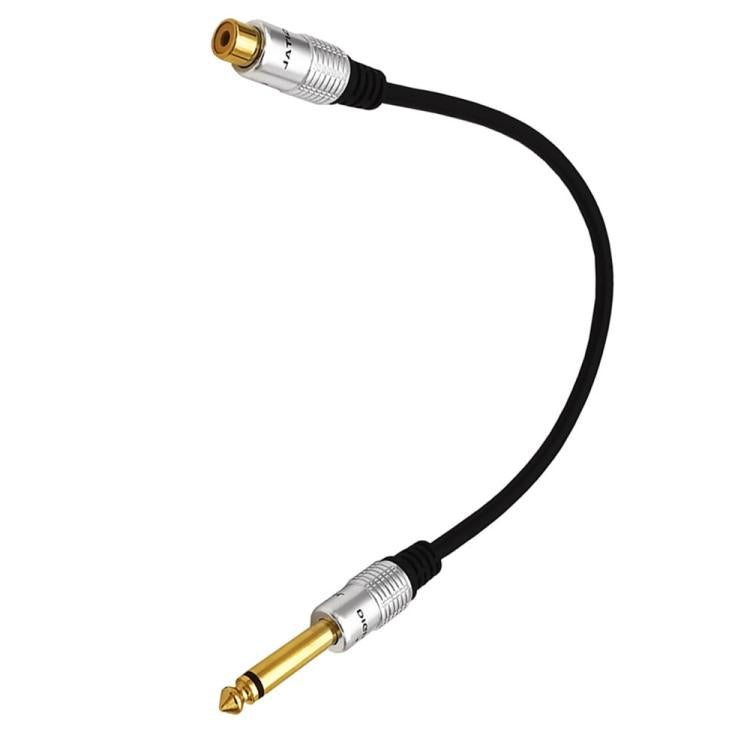 6.35mm Mono Plug Male to RCA Female Audio Adapter Cable for Ampfler, Speaker, Guitar, Length:0.3m - Black