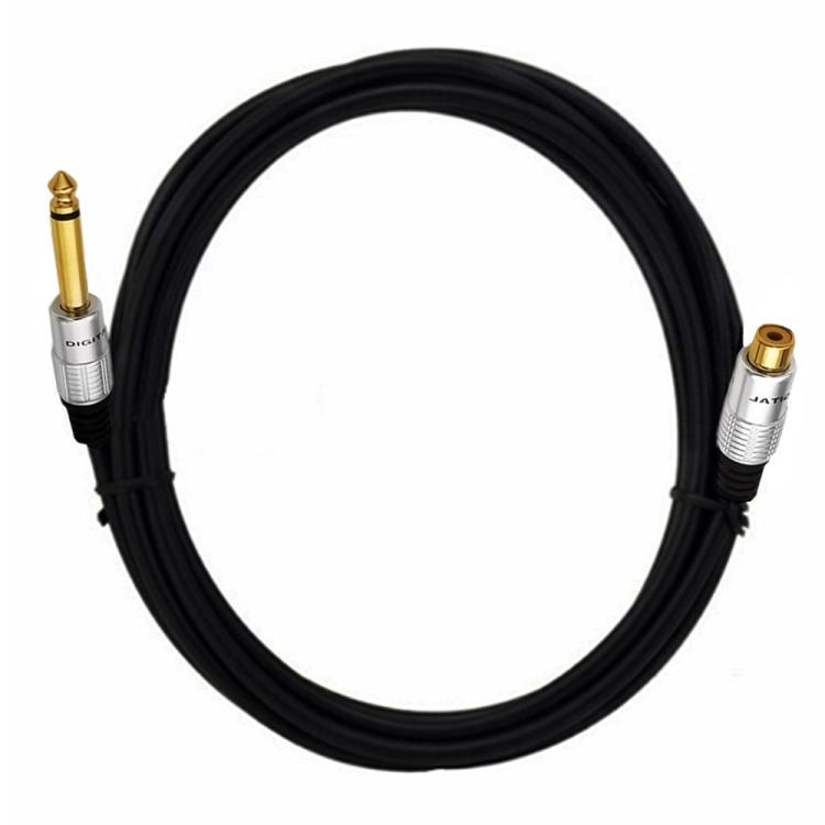6.35mm Mono Plug Male to RCA Female Audio Adapter Cable for Ampfler, Speaker, Guitar, Length:3m - Black