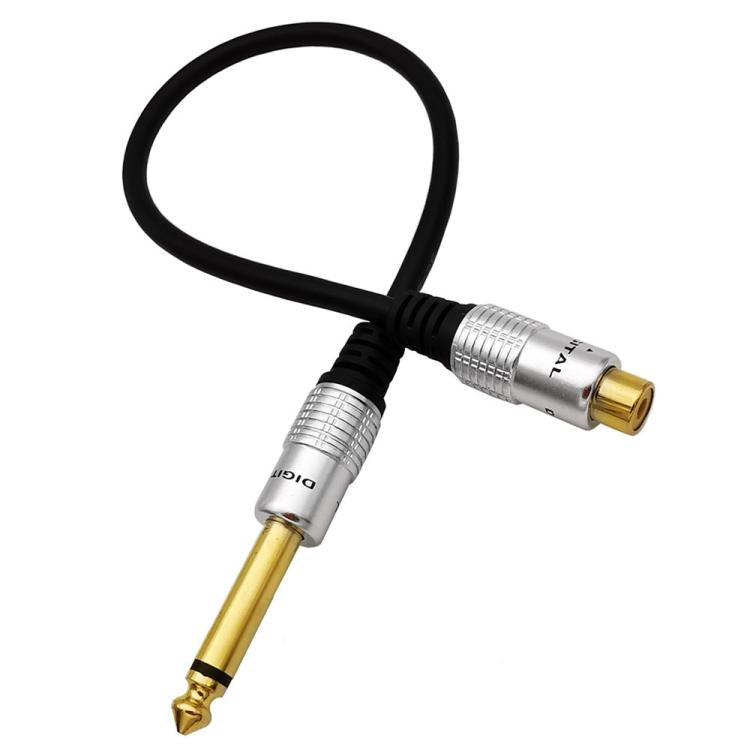 6.35mm Mono Plug Male to RCA Female Audio Adapter Cable for Ampfler, Speaker, Guitar, Length:0.3m - Black