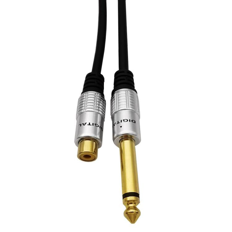 6.35mm Mono Plug Male to RCA Female Audio Adapter Cable for Ampfler, Speaker, Guitar, Length:0.3m - Black