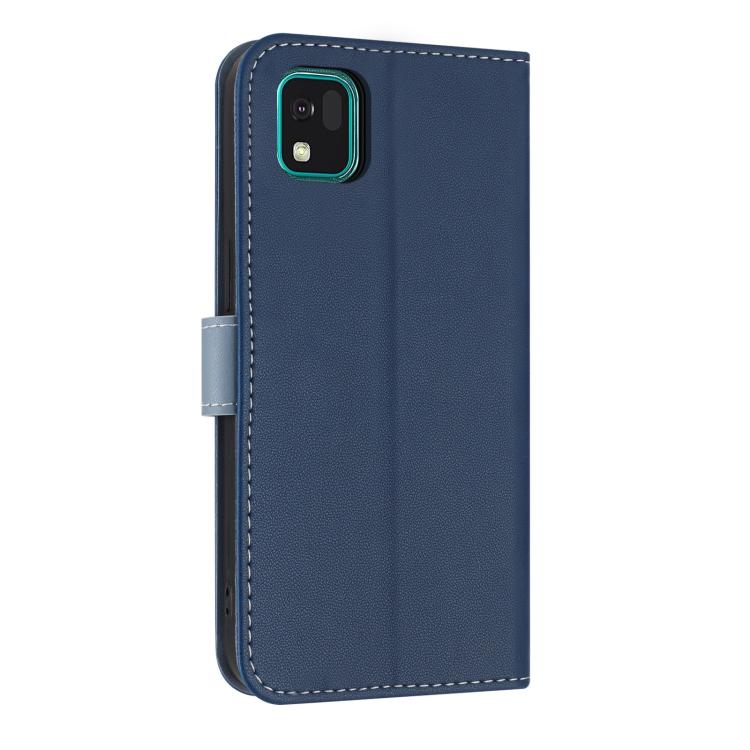 For Kyocera Kantan Sumaho3 A205KC Metal Bow Leather Phone Case with Hand Strap