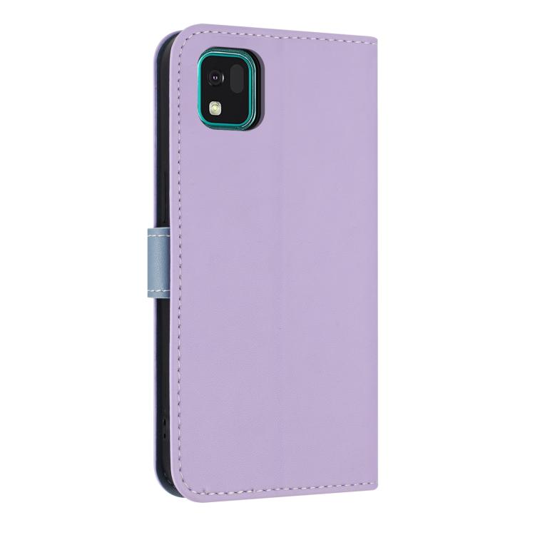 For Kyocera Kantan Sumaho3 A205KC Metal Bow Leather Phone Case with Hand Strap