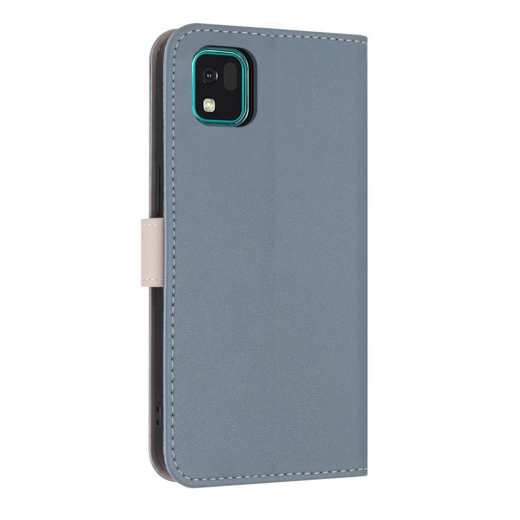 For Kyocera Kantan Sumaho3 A205KC Metal Bow Leather Phone Case with Hand Strap