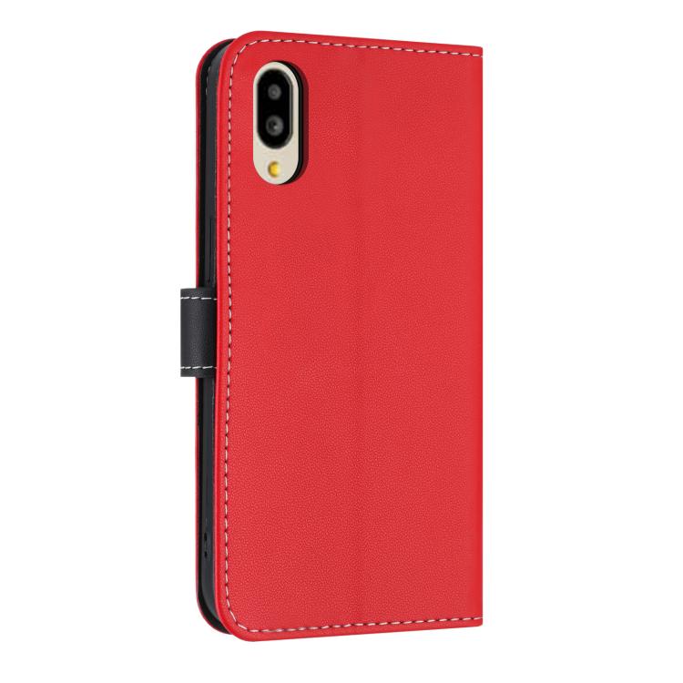 For Sharp Simple Sumaho 6 SHG09 Metal Bow Leather Phone Case with Hand Strap