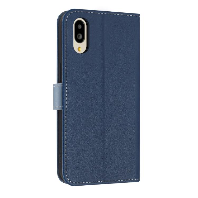 For Sharp Simple Sumaho 6 SHG09 Metal Bow Leather Phone Case with Hand Strap