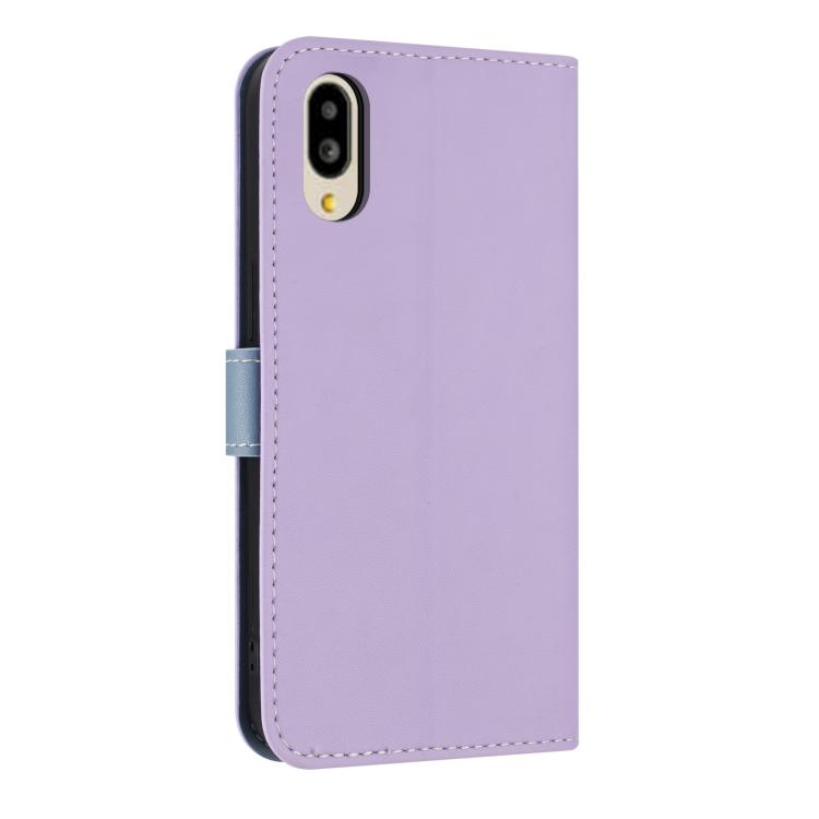 For Sharp Simple Sumaho 6 SHG09 Metal Bow Leather Phone Case with Hand Strap