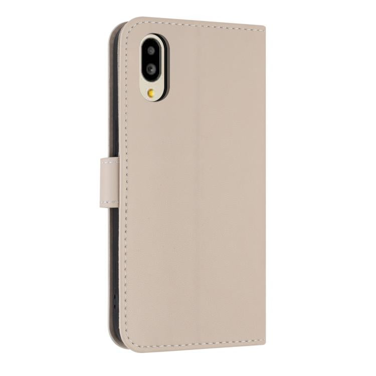 For Sharp Simple Sumaho 6 SHG09 Metal Bow Leather Phone Case with Hand Strap
