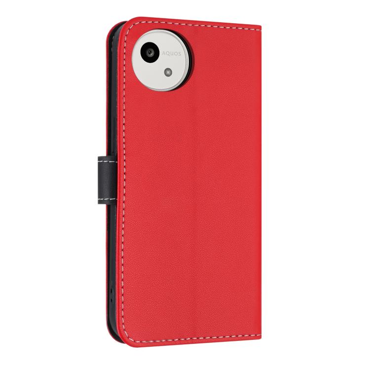 For Sharp Aquos wish5 Metal Bow Leather Phone Case with Hand Strap