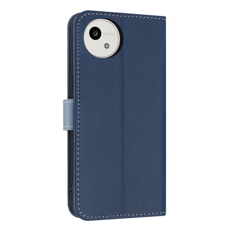 For Sharp Aquos wish5 Metal Bow Leather Phone Case with Hand Strap