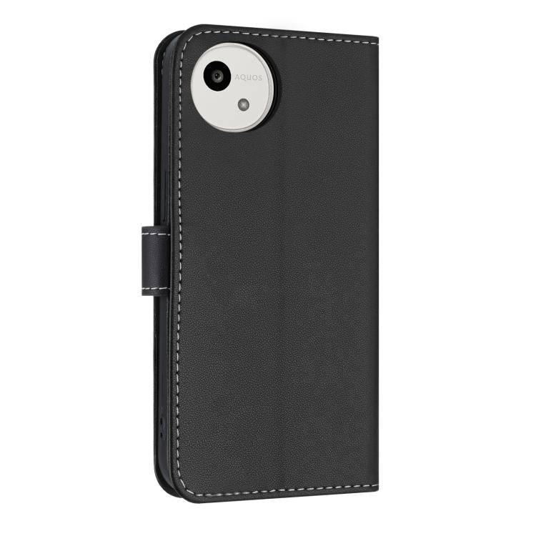 For Sharp Aquos wish5 Metal Bow Leather Phone Case with Hand Strap