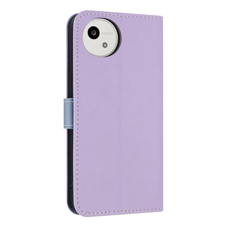 For Sharp Aquos wish5 Metal Bow Leather Phone Case with Hand Strap