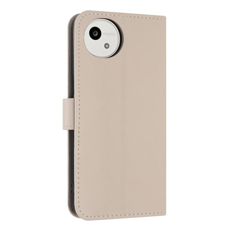 For Sharp Aquos wish5 Metal Bow Leather Phone Case with Hand Strap
