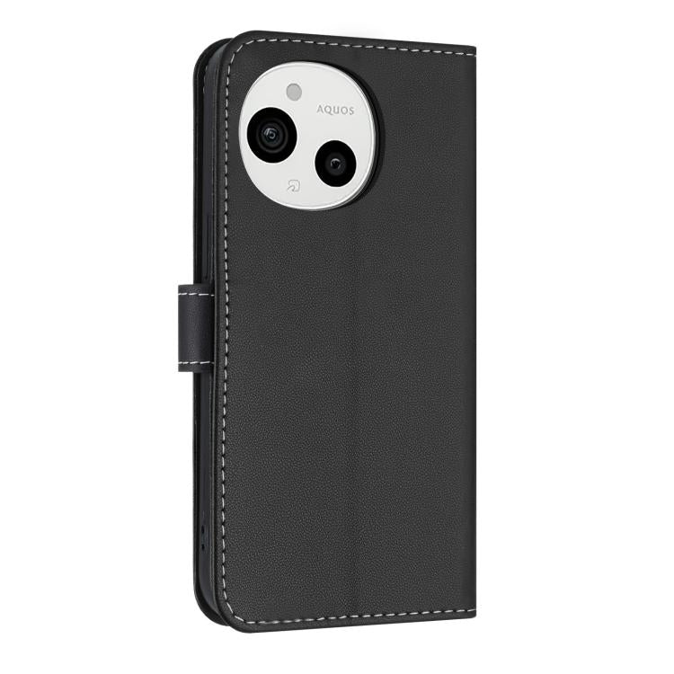 For Sharp Aquos Sense9 Metal Bow Leather Phone Case with Hand Strap