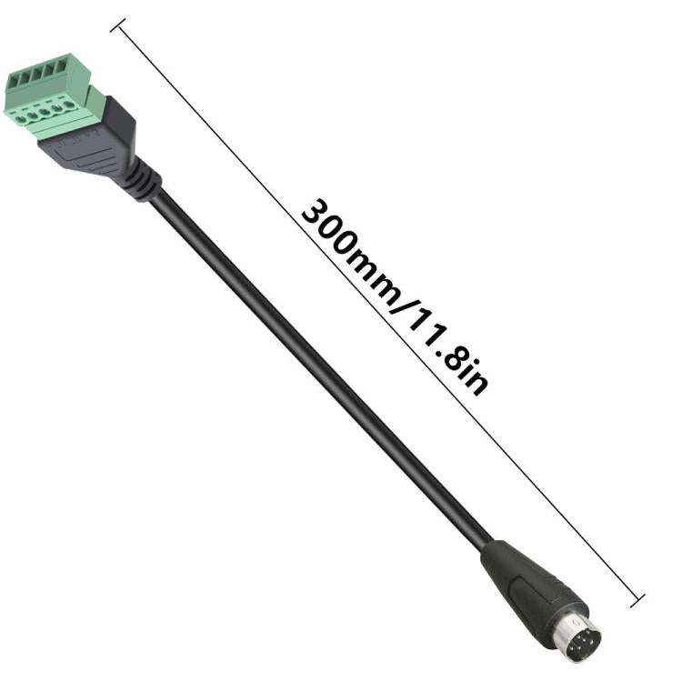 S-Video 8 Pin Male to 5 Pin Female Bolt Screw with Shield Terminals Pluggable Type Adapter Cable, Length:0.3m - Black