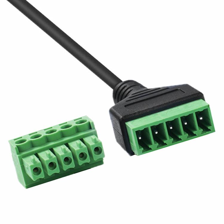 S-Video 8 Pin Male to 5 Pin Female Bolt Screw with Shield Terminals Pluggable Type Adapter Cable, Length:0.3m - Black