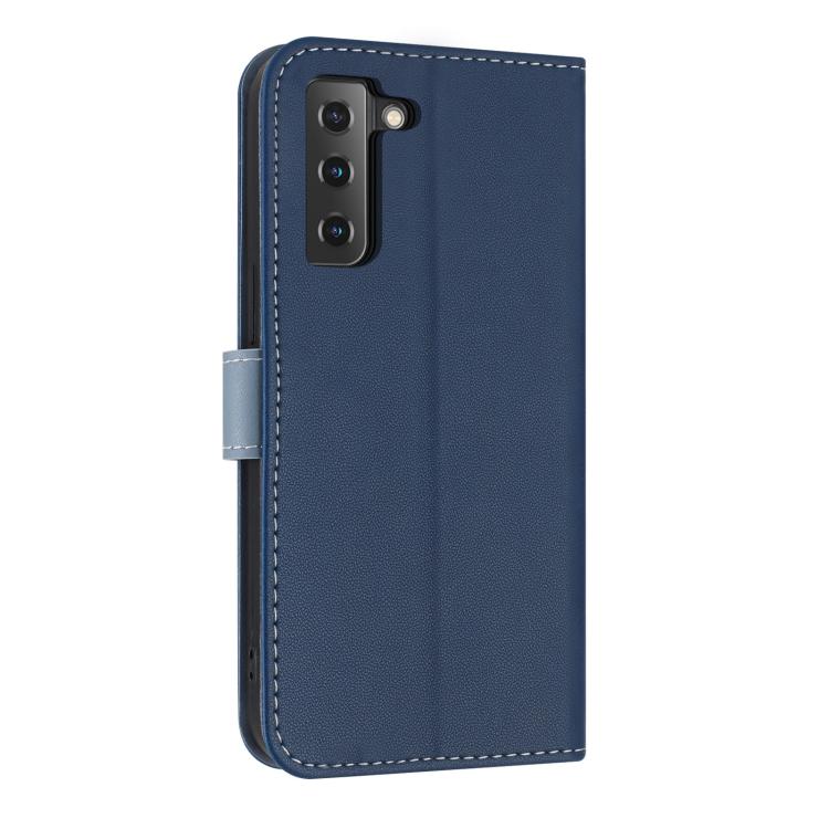 For Samsung Galaxy S22 5G Metal Bow Leather Phone Case with Hand Strap