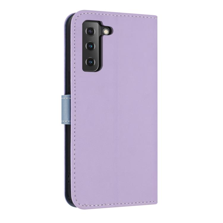 For Samsung Galaxy S22 5G Metal Bow Leather Phone Case with Hand Strap