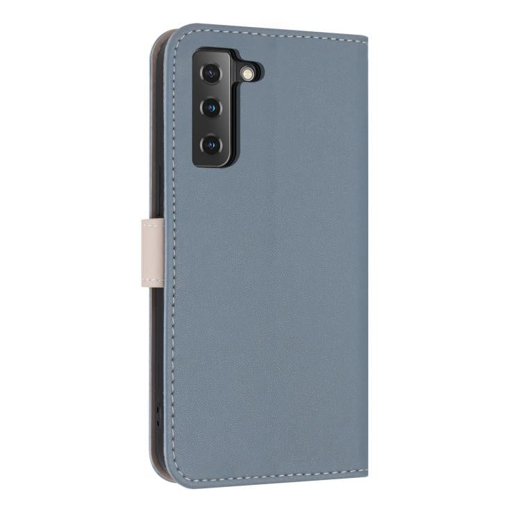 For Samsung Galaxy S22 5G Metal Bow Leather Phone Case with Hand Strap