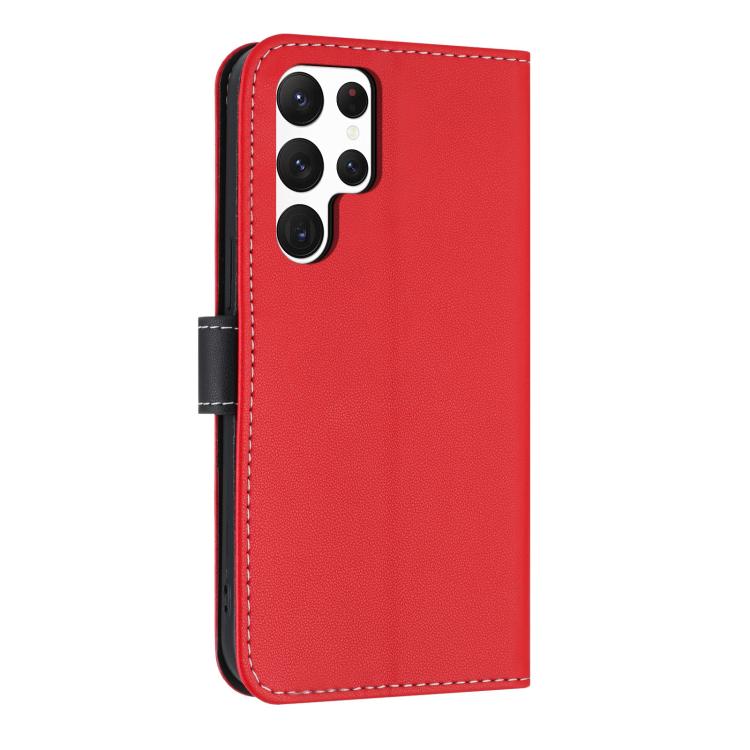 For Samsung Galaxy S22 Ultra 5G Metal Bow Leather Phone Case with Hand Strap