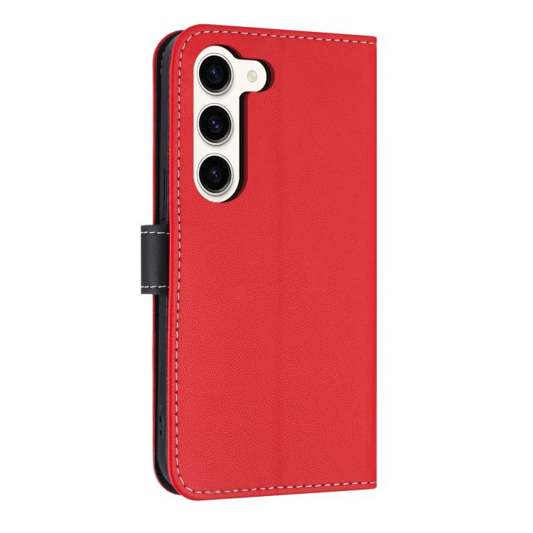 For Samsung Galaxy S23 5G Metal Bow Leather Phone Case with Hand Strap