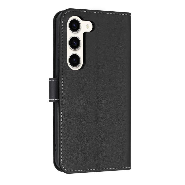 For Samsung Galaxy S23 5G Metal Bow Leather Phone Case with Hand Strap