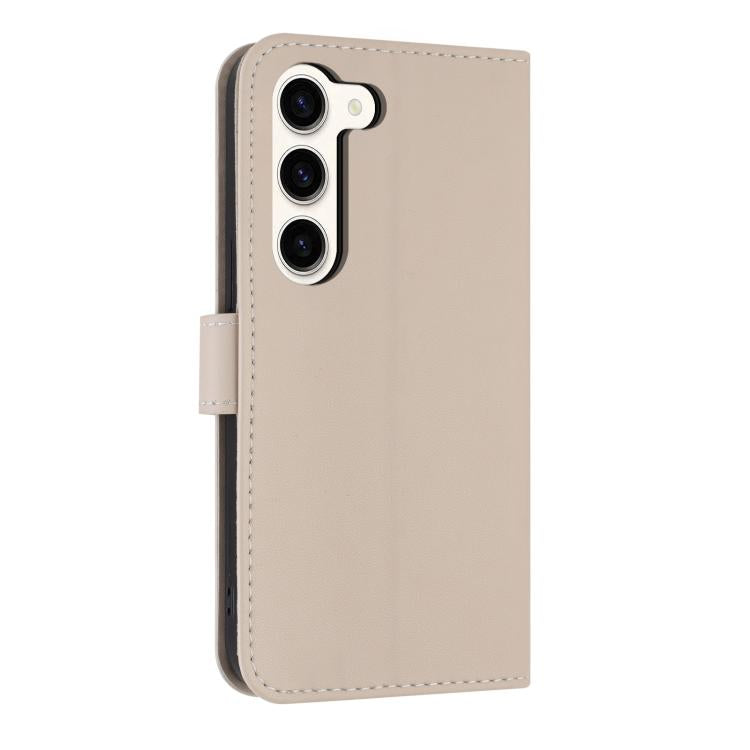 For Samsung Galaxy S23 5G Metal Bow Leather Phone Case with Hand Strap