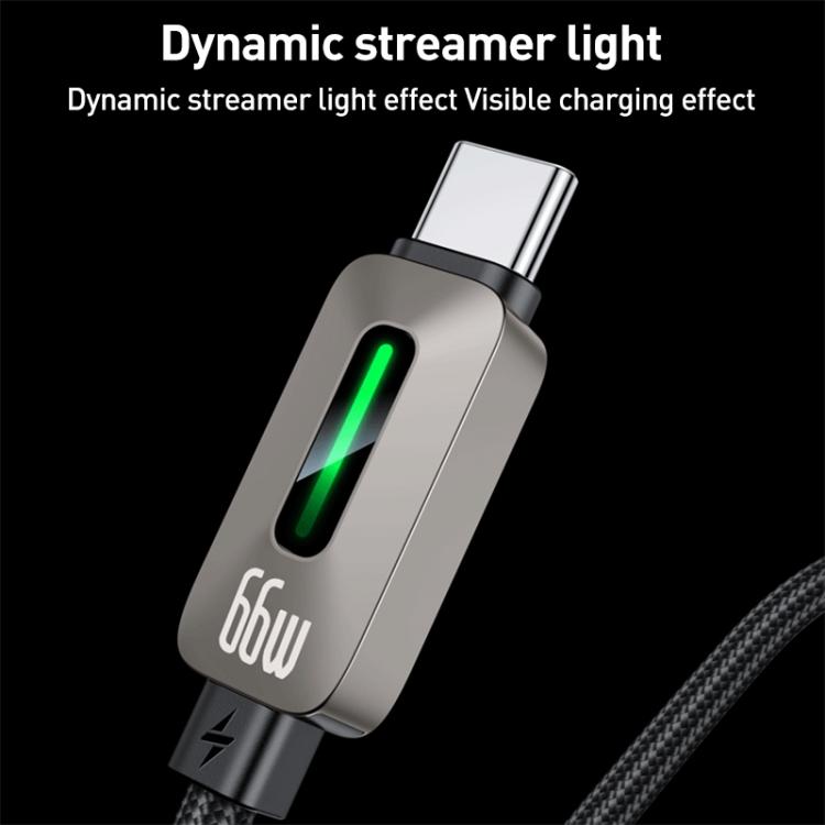 Yesido CA137C 66W USB to Type-C Streamer Light Data Cable, Length: 1.2m - Grey