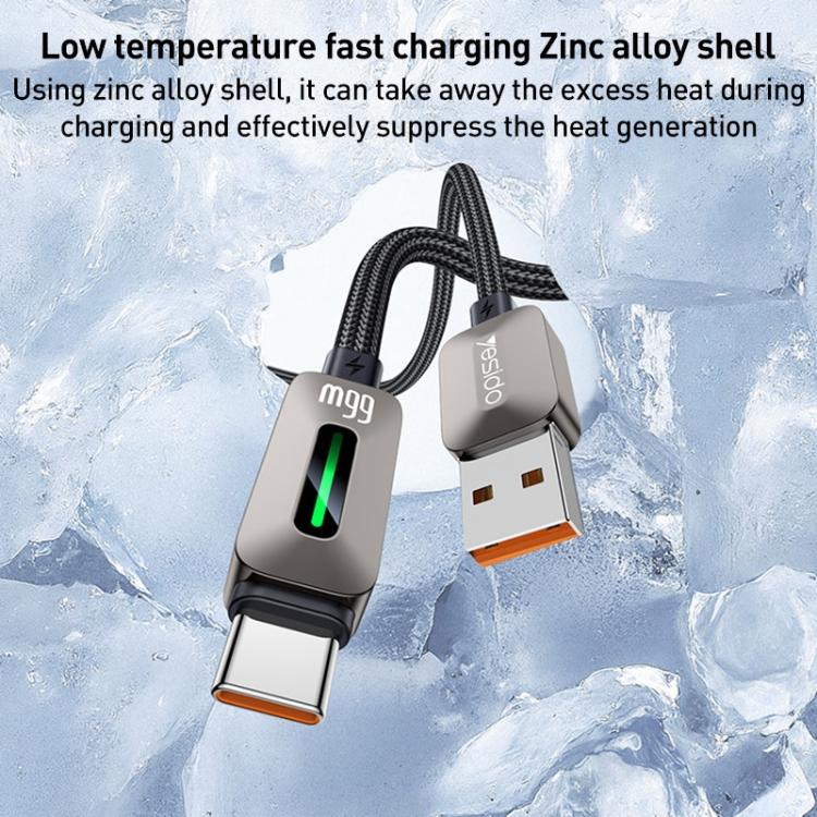 Yesido CA137C 66W USB to Type-C Streamer Light Data Cable, Length: 1.2m - Grey