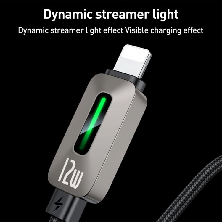 Yesido CA137L 12W USB to 8 Pin Streamer Light Data Cable, Length: 1.2m - Grey