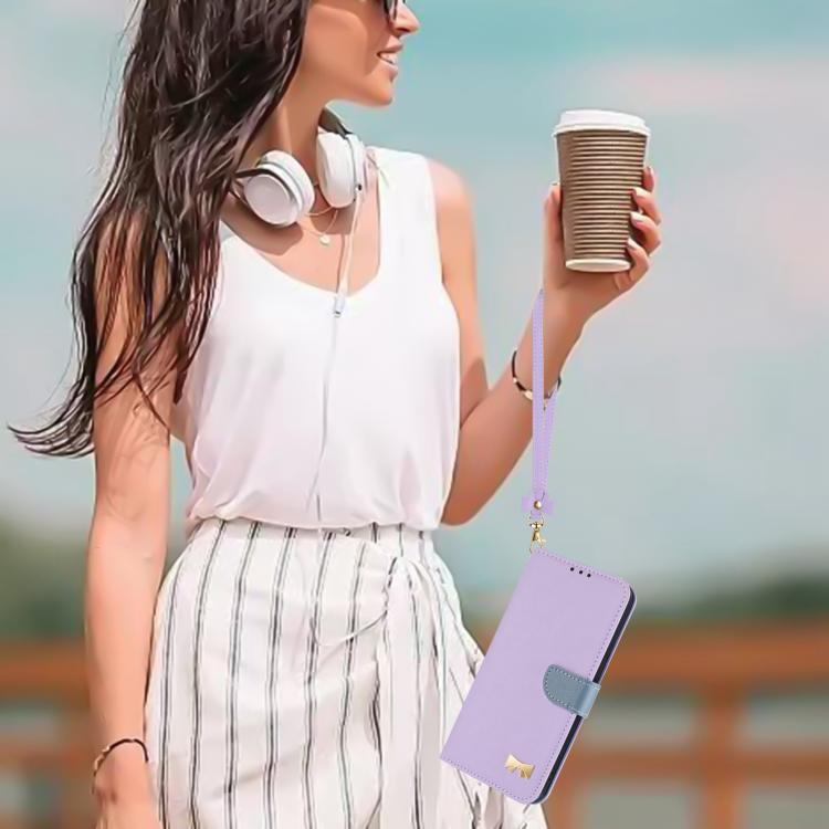 For Samsung Galaxy A53 5G Metal Bow Leather Phone Case with Hand Strap