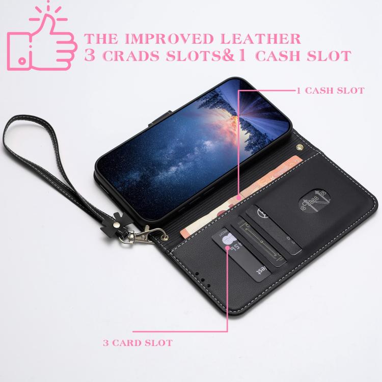 For Samsung Galaxy A06  / A07 4G Metal Bow Leather Phone Case with Hand Strap