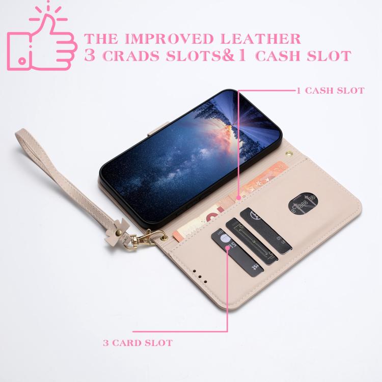 For Samsung Galaxy A06  / A07 4G Metal Bow Leather Phone Case with Hand Strap